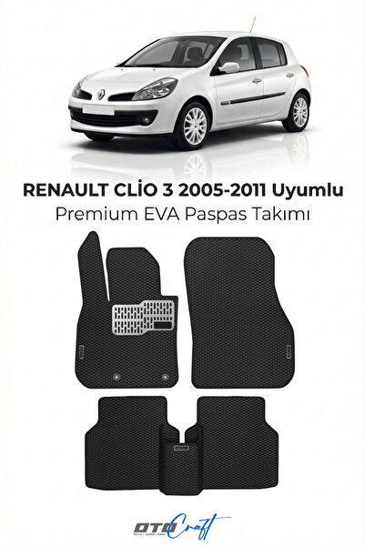 OTOCRAFT Renault Clio 3 (2005-2011) Araca Özel 3D Havuzlu Eva Paspas Tam Set ...