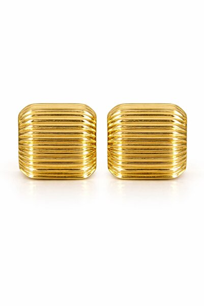CHARMLUCKY Steel Square Earrings with Rivets