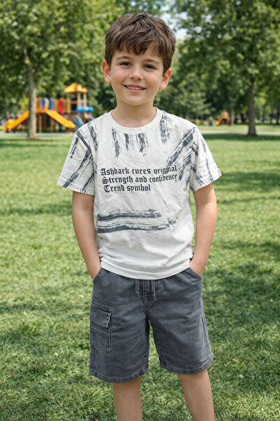 Yalçınoğlu Kids Boy's Denim Shorts Set Single Jersey Combed Cotton T-Shirt Su...