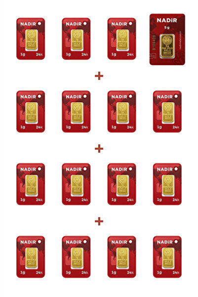 Nadir Gold 24 Ayar 20 Gram Külçe Altın (1 Adet 5 Gram Külçe Altın + 15 Adet 1...
