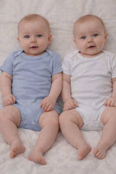 My Babies Label 2-Piece Basic Baby Bodysuit Set – 100% Cotton Short Sleeve Sn...