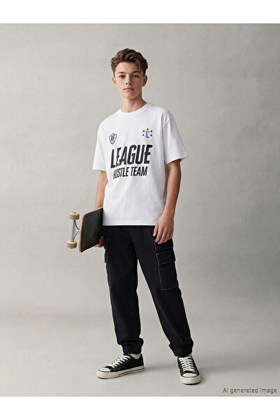 LC Waikiki LCW Παιδικό Μαύρο Τζιν Παντελόνι Cargo για Αγόρια με Χαλαρή Εφαρμογή