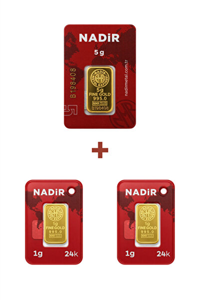 Nadir Gold 24 Ayar 7 Gram Külçe Altın (1 Adet 5 Gram Külçe Altın + 2 Adet 1 G...