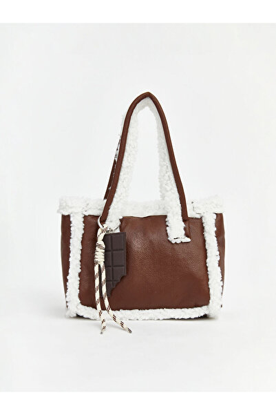 LC Waikiki Brown plush detailed leather look girl's shoulder bag from gulis c...