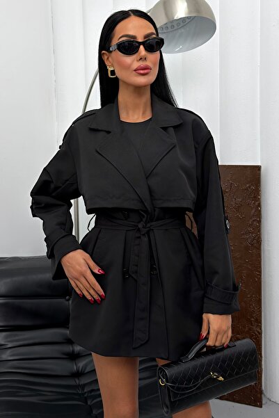 moda armanc Γυναικεία Εποχιακή Λινή Καμπαρντίνα - Κοντή Καμπαρντίνα με Διπλό ...