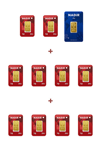 Nadir Gold 24 Ayar 20 Gram Külçe Altın (1 Adet 10 Gram Külçe Altın + 10 Adet ...
