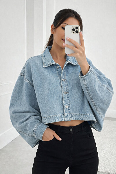 Ekim Store Τζιν Μπουφάν με Μανίκια Νυχτερίδας