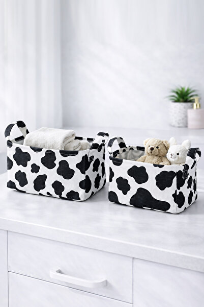 Paris Home Σετ 2 Πτυσσόμενων Καλαθιών Αποθήκευσης με Σχέδιο Βαμβακερών Στιγμά...