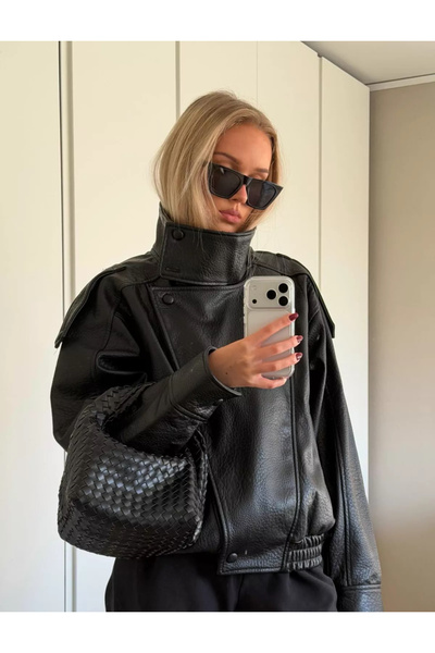 Ekim Store Δερμάτινο μπουφάν με σχέδιο ZR