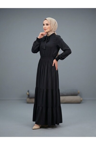 MİSMOLY Beli Gipe Detailed Layered Skirted Hijab Dress