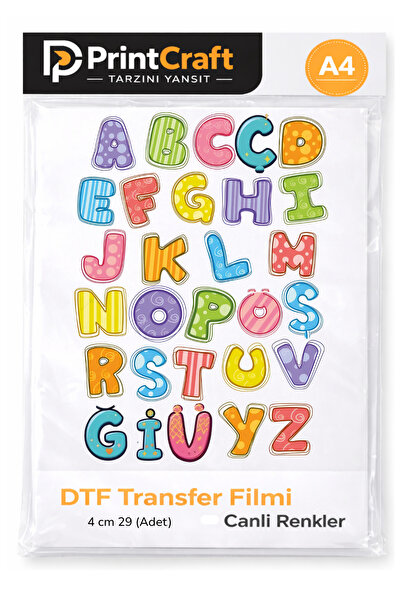 Palo Santo 4 cm (29 Harf) Yıldız Modeli Ütü ile Yapışan DTF Transfer Baskı (A4)