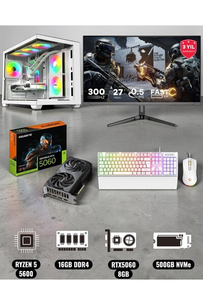 Symoon RYZEN 5 5600 16GB DDR4 Ram 500GB NVMe 5060 8GB Ekran Kartlı 240MM Sıvı...