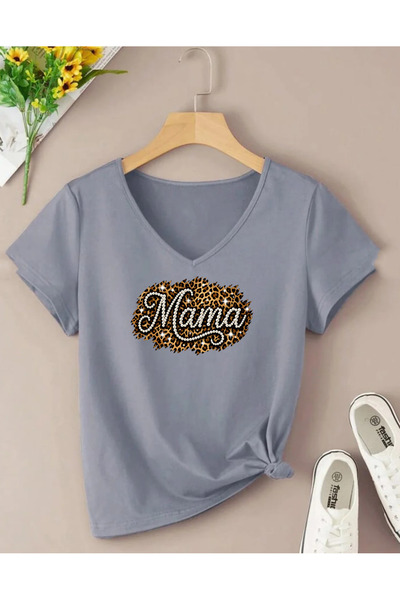 SUNFREE Γυναικείο μπλουζάκι με κοντό μανίκι με στάμπα LEOPARD MAMA