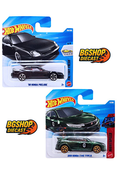 HOT WHEELS 2018 Honda Civic Type R - 98 Honda Prelude(Koleksiyonluk Nadir Mod...