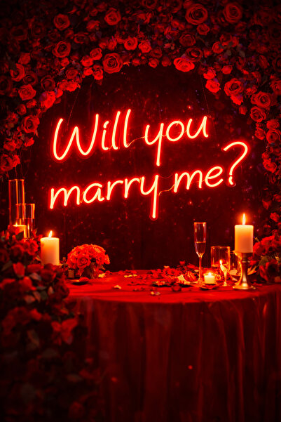 dgrk ahşap perakende ticareti Will You Marry Me? Neon LED Işıklı Evlilik Tekl...