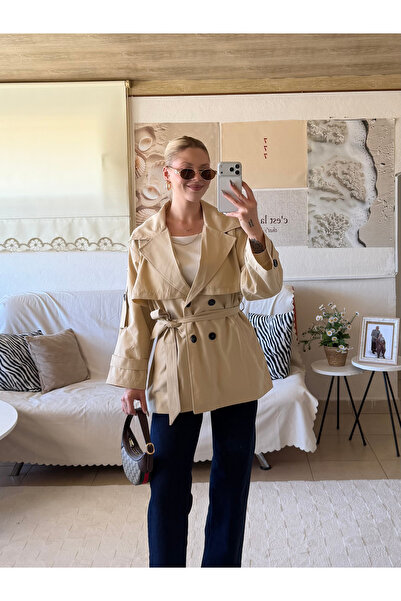 ensade Γυναικείο αθλητικό μπουφάν με επένδυση, κοντό μπεζ βαμβακερό γκαμπαρντ...