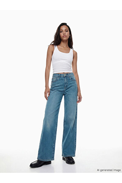 LC Waikiki LCW Jeans Indigo Wideleg Γυναικείο τζιν παντελόνι