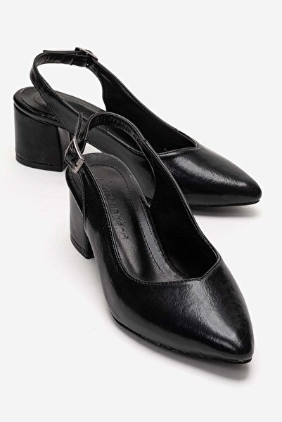 CCWAY AYAKKABI Γυναικεία παπούτσια με τακούνι και ανοιχτή πλάτη ΜΑΥΡΟ YANKI