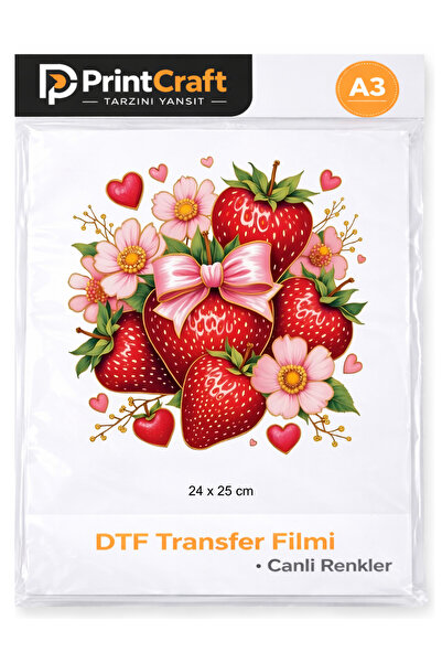 Palo Santo 24x25 cm Çilek Modeli Ütü ile Yapışan DTF Transfer Baskı (A3)