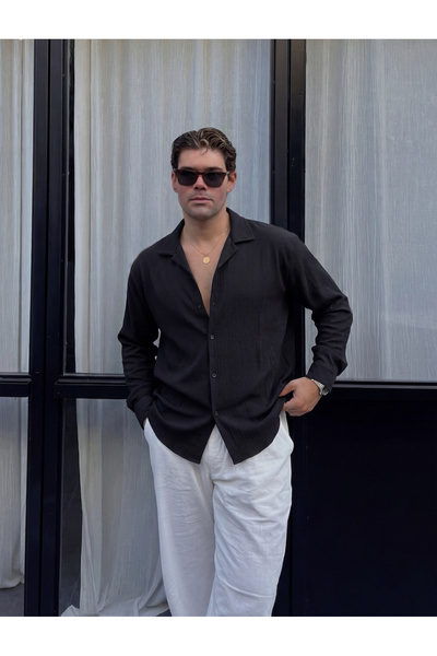 viperkombin Summer Textured Wrinkled Shirt Comfortable Fit