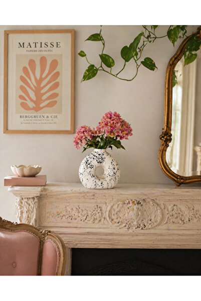 Atiye Studio |   Handmade Stone Powder Donut Vase – Splatter Patterned |   De...
