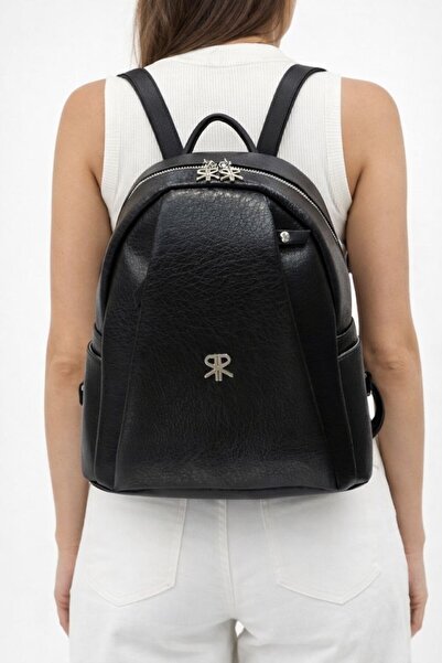 ÇANTAM GELSİN Πολύχρωμο πόλο Γυναικείο Μαύρο Σακίδιο Πλάτης με 9 Θήκες και Αν...