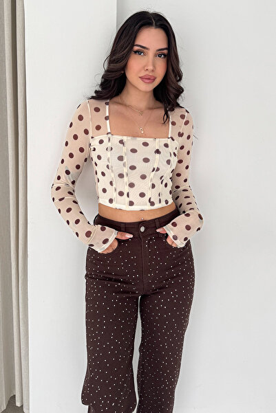 Noa&Noa Γυναικεία μπλούζα με τετράγωνο λαιμόκοψη και σχέδιο Paisley – Rust Bloom