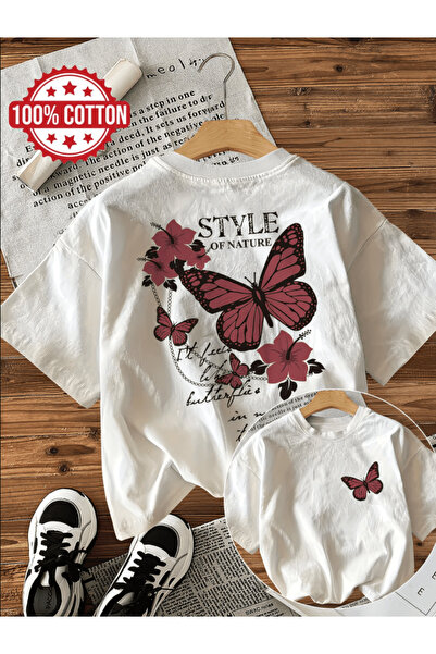 gencerco Red butterfly double-sided printed premium oversize t-shirt