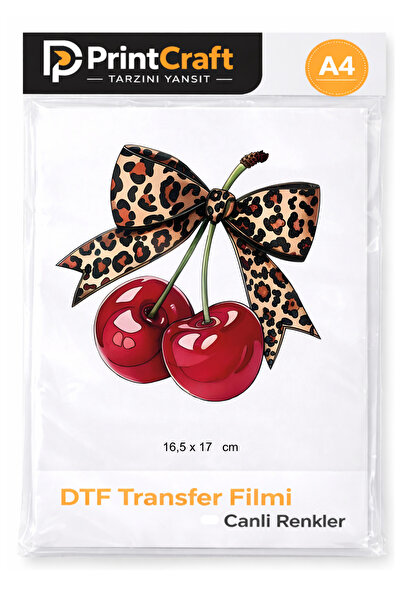 Palo Santo 16,5x17 cm Leopar Kurdaleli Kiraz Modeli Ütü ile Yapışan DTF Trans...