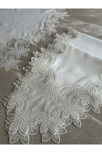 Annalisa Σετ Σαλονιού Beta 5 τεμαχίων από λινό γαλλικό δαντελωτό ύφασμα χωρίς...