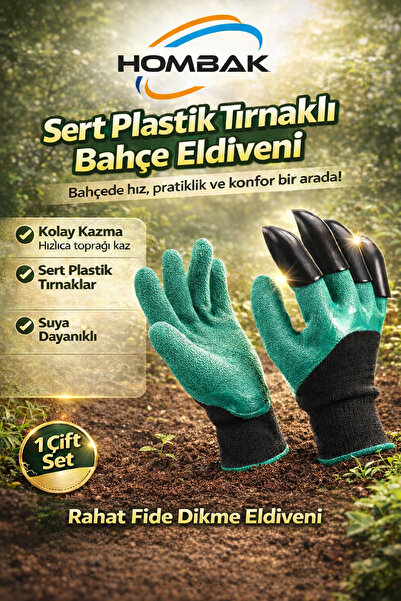 Hombak Sert Plastik Tırnaklı Bahçe Eldiveni – Rahat Fide Dikme, Toprak Kazma ...