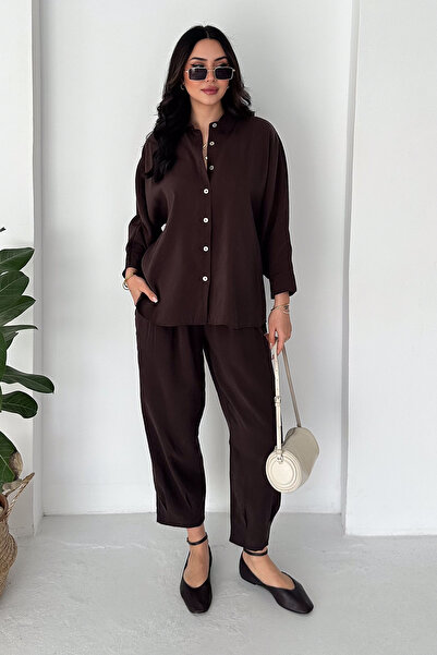 Noa&Noa Γυναικείο Σετ Πουκάμισο-Παντελόνι – Κομψό Σετ 2 τεμαχίων με Άνετη Εφα...