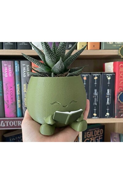 Abundix3Dstudio Kitap Okuyan Figürlü Dekoratif Saksı