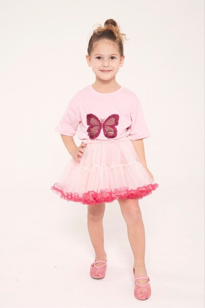 Teeny Weeny Kids Κοριτσίστικο μπλουζάκι με στάμπα και φούστα καρναβαλιού Tutu...