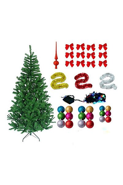 SIKS Brad de Crăciun 1,8 m, Set de 45 de accesorii decorative incluse, Ilumin...