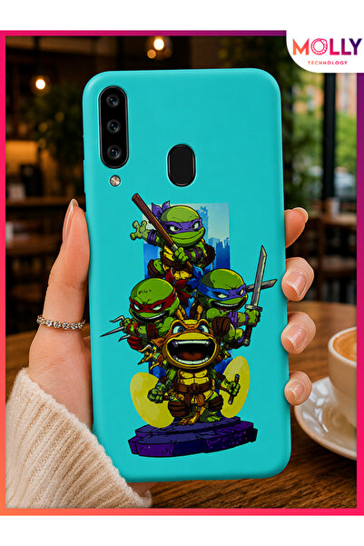 Molly SAMSUNG GALAXY A20S İçin Su Yeşili Ninja Takımı Desenli Silikon Kılıf