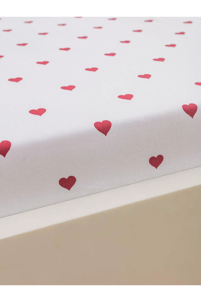 LC Waikiki Κόκκινο σεντόνι μονό με στάμπα καρδιάς