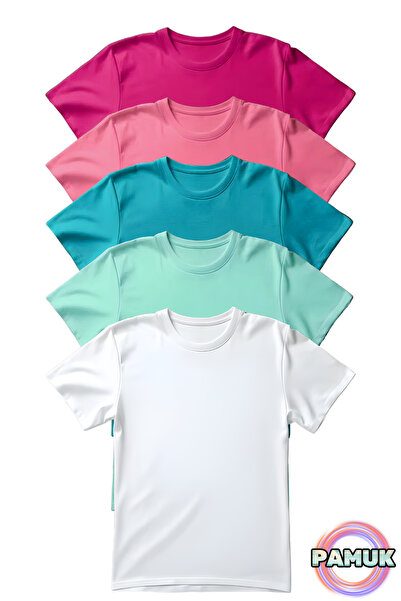 United Fabrics Short Sleeve Kids T-Shirt - Set of 5 - Basic Cotton Crew Neck ...