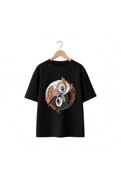 playwear Μπλουζάκι με στάμπα Owl Eyes στο στήθος, 100% βαμβάκι, oversized, χα...