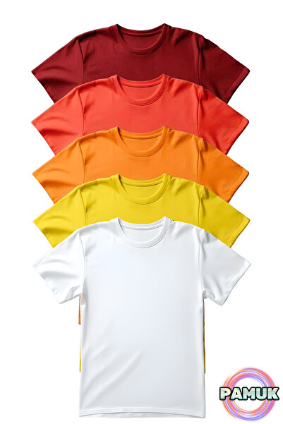 United Fabrics Short Sleeve Kids T-Shirt - Set of 5 - Basic Cotton Crew Neck ...