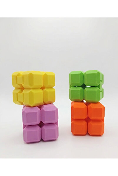 joybaskı 4 Adet Stres Küpü Ekonomik Set - Hareketli Fidget Küp Sonsuz Döngü O...