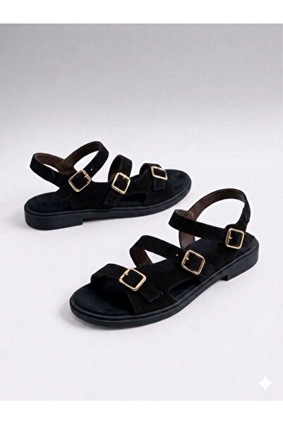 MAYA SHOES Kadın Sandalet Üç Tokalı Günlük Rahat Sandalet