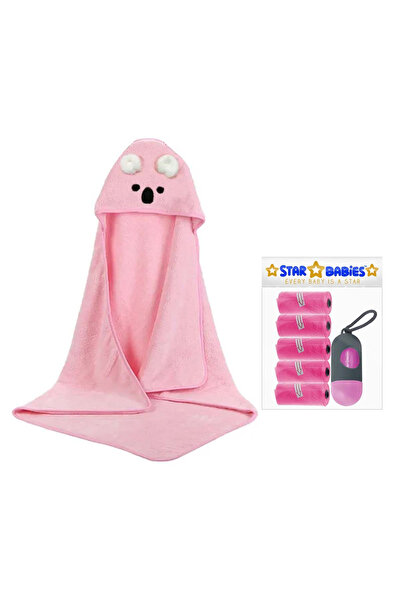 STAR BABiES Microfiber Hooded Towel w/ Disposable Scented Bag w/ Dispenser - ...