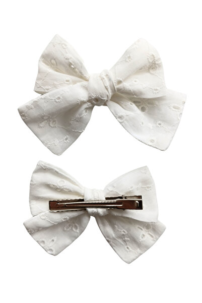 Liliza Accessories Beyaz Fisto Fiyonk 2li Çocuk Klips Toka Seti