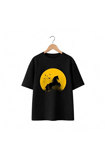 playwear Μπλουζάκι με στάμπα σε κίτρινο τόνο με σχέδιο άλογο στο στήθος, 100%...