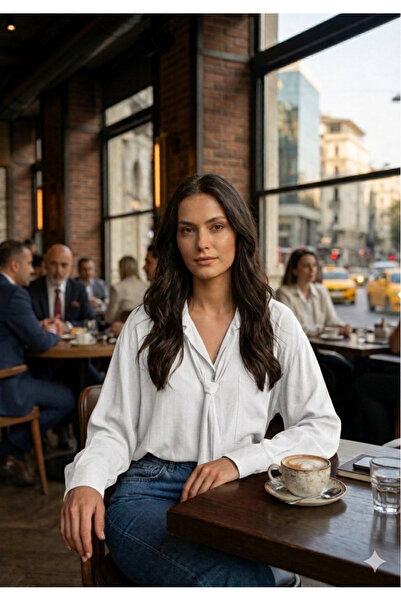 MODELİSA YAKASI KUŞAKLI ÇİFT CEPLİ MODAL GÖMLEK