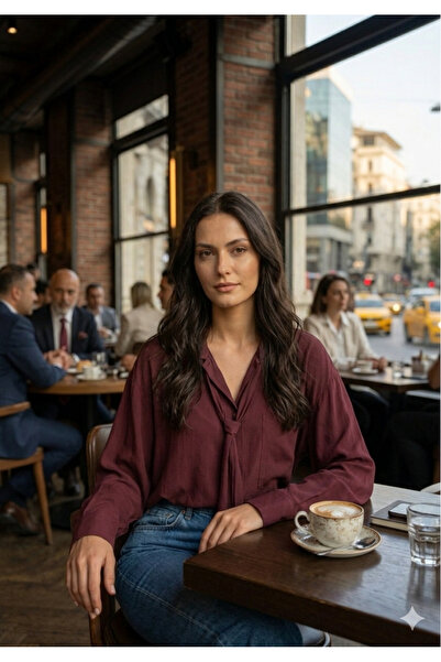 MODELİSA YAKASI KUŞAKLI ÇİFT CEPLİ MODAL GÖMLEK