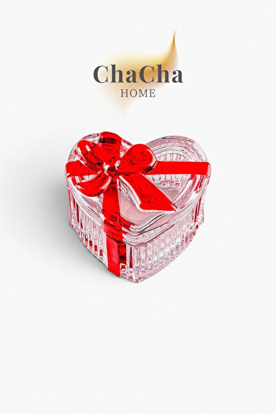 ChaCha Home Dora | Kırmızı Fiyonk Kapaklı Kristal Dekoratif Cam Şekerlik - Sa...