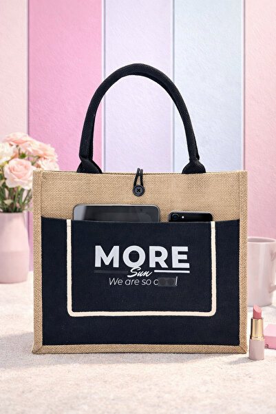 MORESUN Organic Jute Linen Women's Bag Medium Size Tote – Hand and Shoulder B...