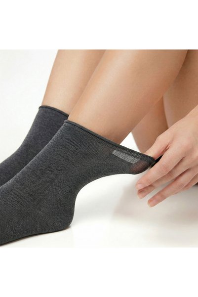 Lion Monroe Pure Bamboo Women's Elasticless Gray Melange Seamless Premium Socks 3-Pack / Non-Marking / Non-Tightening Socks L5952Azn